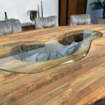 Design Esstisch mit Glaseinlage