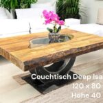 Eckiger Couchtisch aus Massivholz