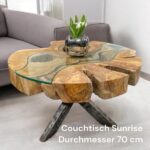 Massivler kleiner runder Couchtisch aus Holz