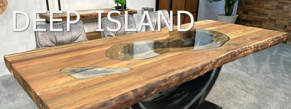 Esstisch rechteckig aus Altholz Deep Island mit Edelstahl