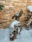 Preview: Skulptur Sitzender Hund aus Altholz mit Aluminium