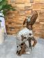 Preview: Skulptur Sitzender Hund aus Altholz mit Aluminium