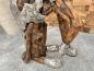 Preview: Skulptur Sitzender Hund aus Altholz mit Aluminium