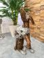 Preview: Skulptur Sitzender Hund aus Altholz mit Aluminium