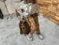 Preview: Skulptur Sitzender Hund aus Altholz mit Aluminium