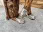 Preview: Skulptur Sitzender Hund aus Altholz mit Aluminium