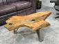 Preview: Designtisch/Couchtisch "Lakeside" aus recyceltem Holz 123 cm