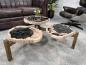 Preview: Design Couchtisch/Beistelltisch "Stone Age" aus versteinertem Holz