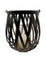 Preview: Design Kerzenhalter Windlicht mit Griff aus schwarz lackiertem Stahl L