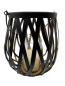 Preview: Design Kerzenhalter Windlicht mit Griff aus schwarz lackiertem Stahl M