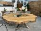 Preview: Runder Esstisch Eternia aus recyceltem Holz mit Glaseinlage