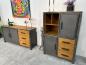 Preview: Highboard Vitrine Schrank Massivholz Metall