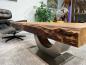 Preview: Massiver Couchtisch Holz mit Edelstahl modern rustikal Massivholz