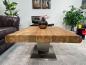 Preview: Massiver Couchtisch Holz mit Edelstahl modern rustikal Massivholz