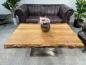 Preview: Massiver Couchtisch Holz mit Edelstahl modern rustikal Massivholz