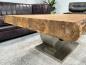 Preview: Massiver Couchtisch Holz mit Edelstahl modern rustikal Massivholz