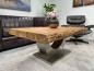 Preview: Massiver Couchtisch Holz mit Edelstahl modern rustikal Massivholz