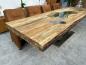 Preview: Design Massivholztisch aus recyceltem Altholz "Deep Island"