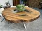 Preview: Runder Esstisch Eternia aus recyceltem Holz mit Glaseinlage