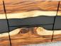 Preview: Sideboard Anrichte "Black Forest" aus recyceltem Holz mit Suar Baumscheiben 160 cm