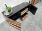 Preview: Sideboard Anrichte "Black Forest" aus recyceltem Holz mit Suar Baumscheiben 160 cm