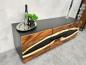 Preview: Sideboard Anrichte "Black Forest" aus recyceltem Holz mit Suar Baumscheiben 160 cm