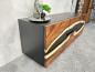 Preview: Sideboard Anrichte "Black Forest" aus recyceltem Holz mit Suar Baumscheiben 160 cm