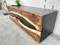 Preview: Sideboard Anrichte "Black Forest" aus recyceltem Holz mit Suar Baumscheiben 160 cm