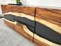 Preview: Sideboard Anrichte "Black Forest" aus recyceltem Holz mit Suar Baumscheiben 160 cm