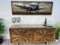 Preview: Sideboard / Anrichte "Essence" 180 x 45 x 82 cm aus recyceltem Altholz mit Chromgestell und Glasplatte