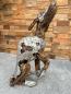 Preview: Skulptur Holzfigur Hund mit Aluminium