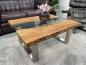 Preview: Eckiger Couchtisch aus Holz Old Elements rustikal modern Wildkante