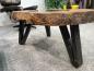 Preview: Design Couchtisch Holz Nierenform Loft Style Metallgestell