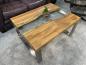 Preview: Rustikaler Couchtisch Holz Stahl Glas modern 100cm