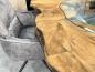 Preview: Extravaganter runder Esstisch aus Holz mit Edelstahl und Glas