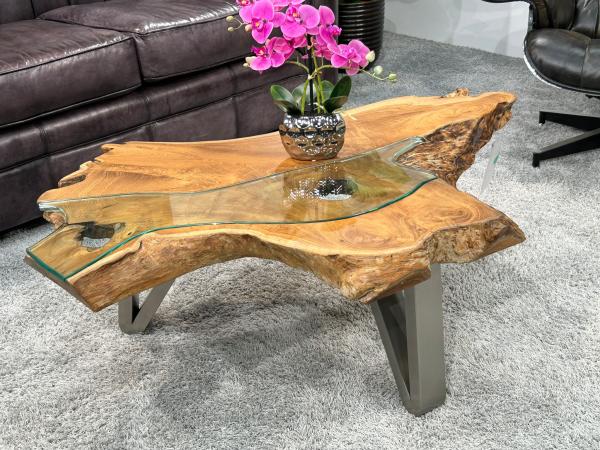 Designtisch/Couchtisch "Lakeside" aus recyceltem Holz 123 cm