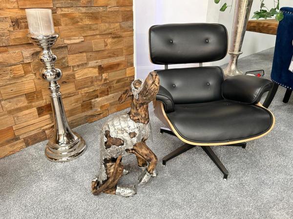 Deko Sitzender Hund 86 cm aus Holz und Aluminium