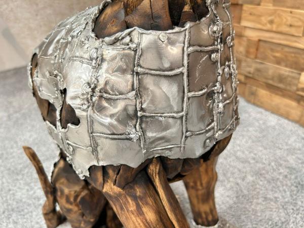 Deko Sitzender Hund 86 cm aus Holz und Aluminium