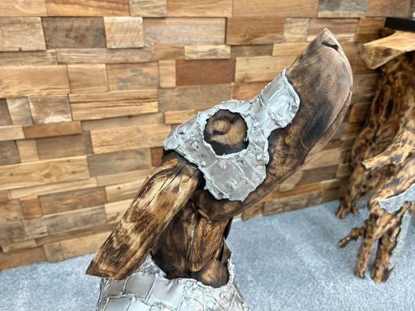 Deko Sitzender Hund 86 cm aus Holz und Aluminium