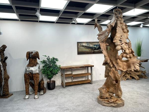 Deko Sitzender Hund 100 cm aus Holz und Aluminium-