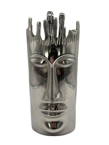 Design Blumenvase "Gesicht" aus Nickel