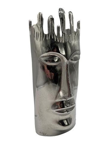 Design Blumenvase "Gesicht" aus Nickel