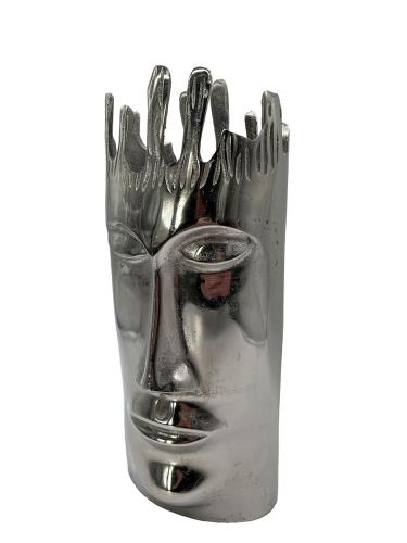 Design Blumenvase "Gesicht" aus Nickel