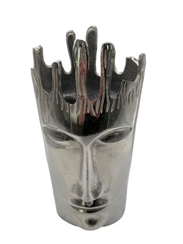 Design Blumenvase "Gesicht" aus Nickel