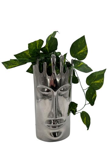 Design Blumenvase "Gesicht" aus Nickel