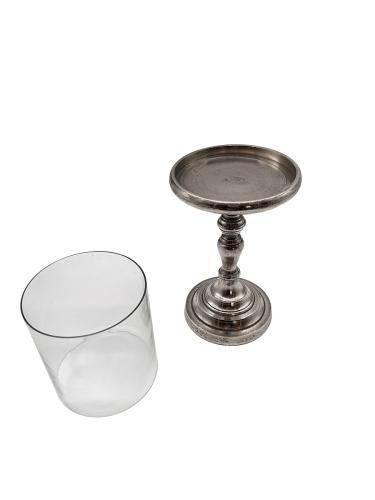 Design Kerzenständer aus Nickel mit Glas