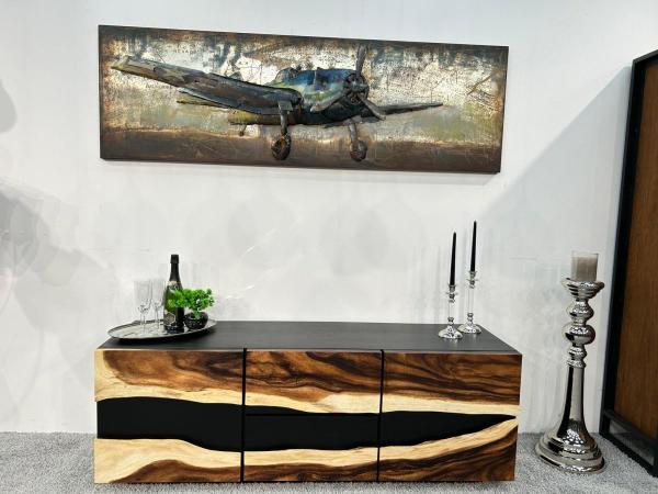 Design Sideboard/Anrichte "Black Forest" aus Altholz und Suarholz 160 cm