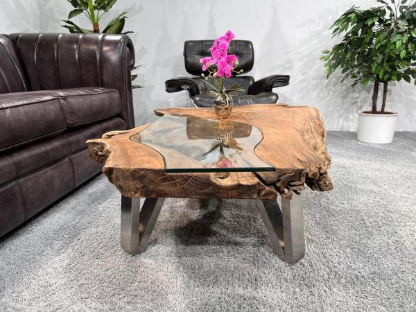 Designtisch/Couchtisch "Lakeside" aus recyceltem Holz 123 cm