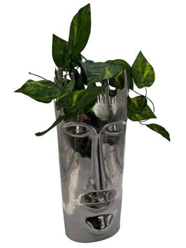 Edle Blumenvase "Gesicht" aus Nickel