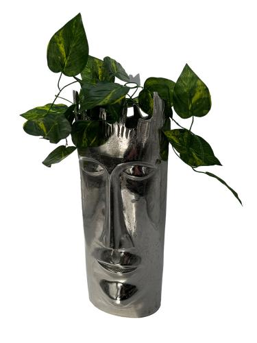 Edle Blumenvase "Gesicht" aus Nickel